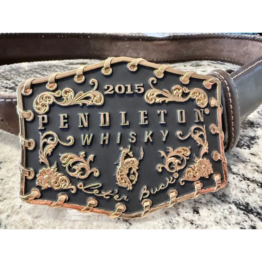 Montana Silversmiths 2015‎ Pendleton Whisky Let'er Buck Leather Belt Brown 39.5